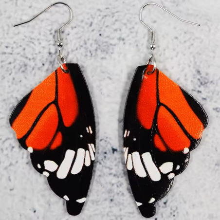 Boucles d'Oreilles Papillon Monarque Rouge Artisanales | L'Esprit Zen